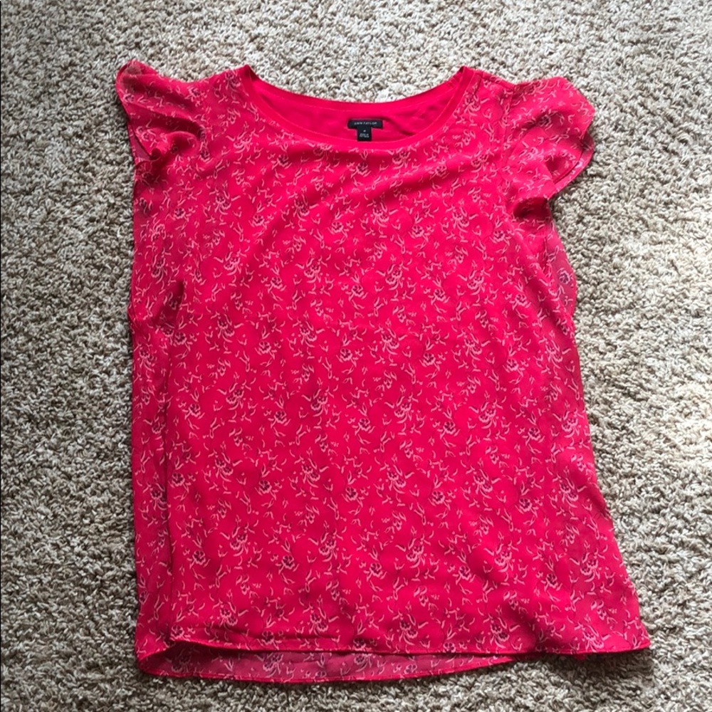 Pink floral flutter sleeve top